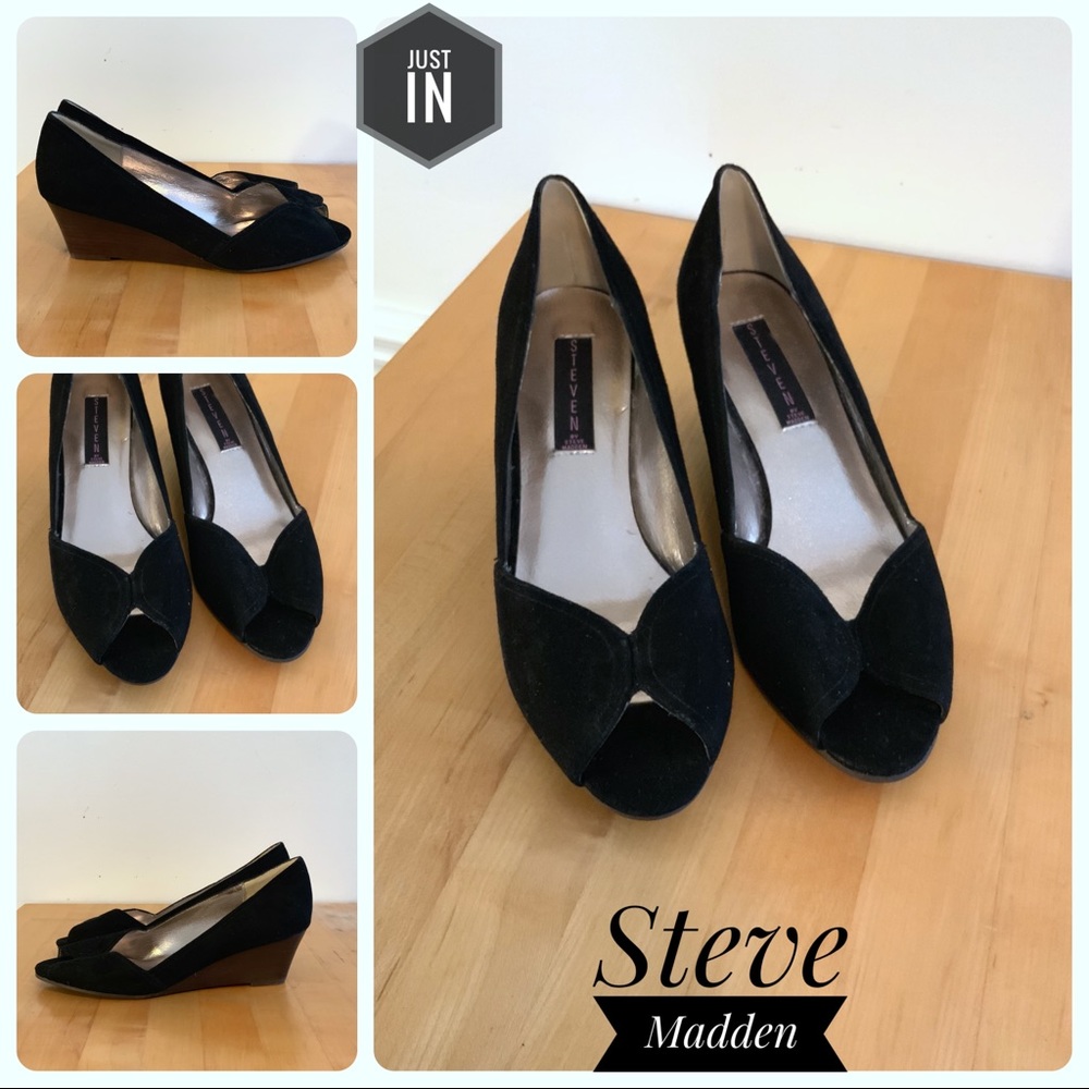 🖤Steven By Steve Madden Bamba Peep Toe Wedge Heels